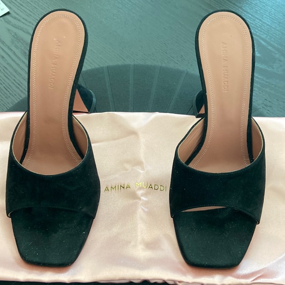 NEW Amina Muaddi Black suede Lupita heels  39 sold out. Price Firm. No trades - Picture 3 of 6